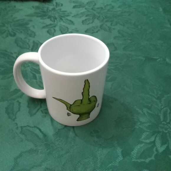 Novelty Grinch Christmas mug with coarse language and gesture - Picture 2 of 2
